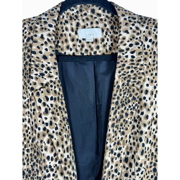 Leopard Blazer by Loft AnnTaylor Sz 10 Long Sleeve Open Front Streetwear Chic - Picture 6 of 6